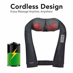 Naipo Shiatsu Neck & Shoulder Cordless Rechargeable Massager with Heat