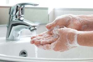 hand washing with soap