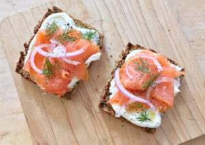 toast with salmon and cheese